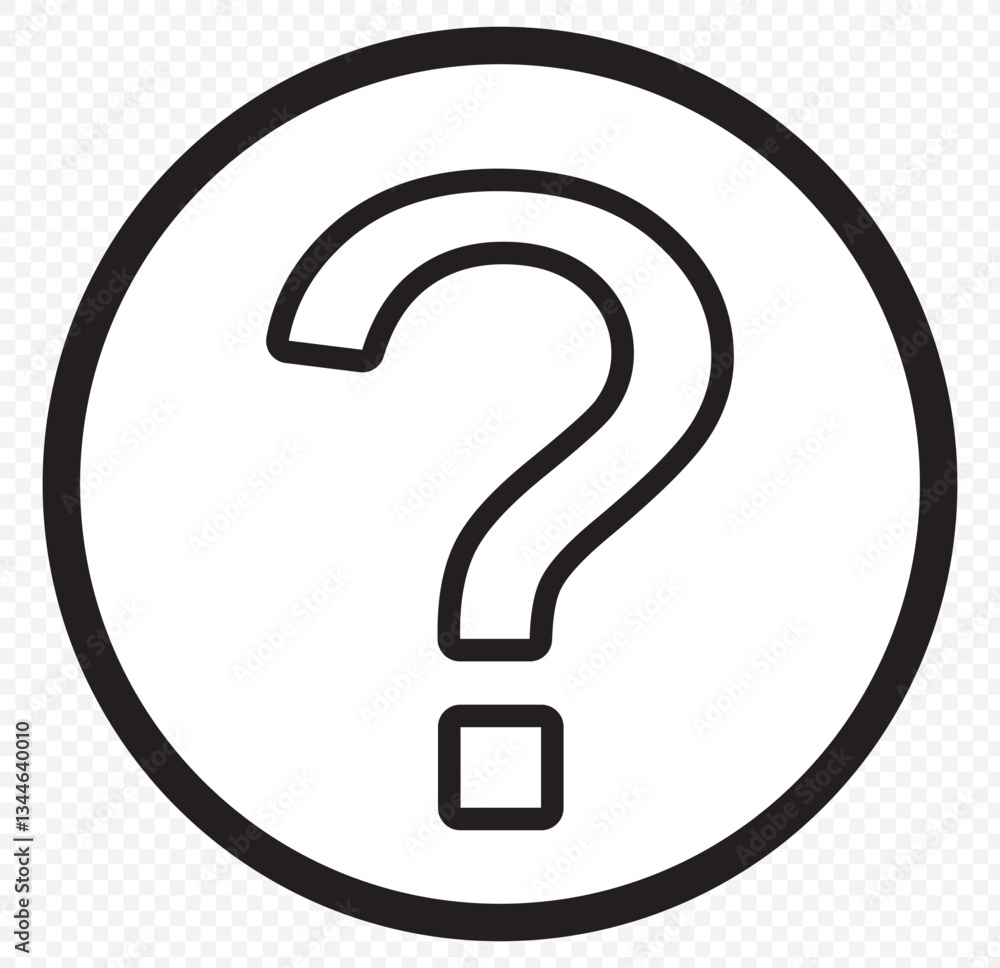 Poster question mark vector icon . isolated transparent . black outline and filled version. question mark i