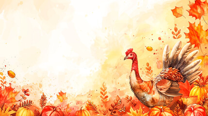 Happy Thanksgiving card with leaves frame background