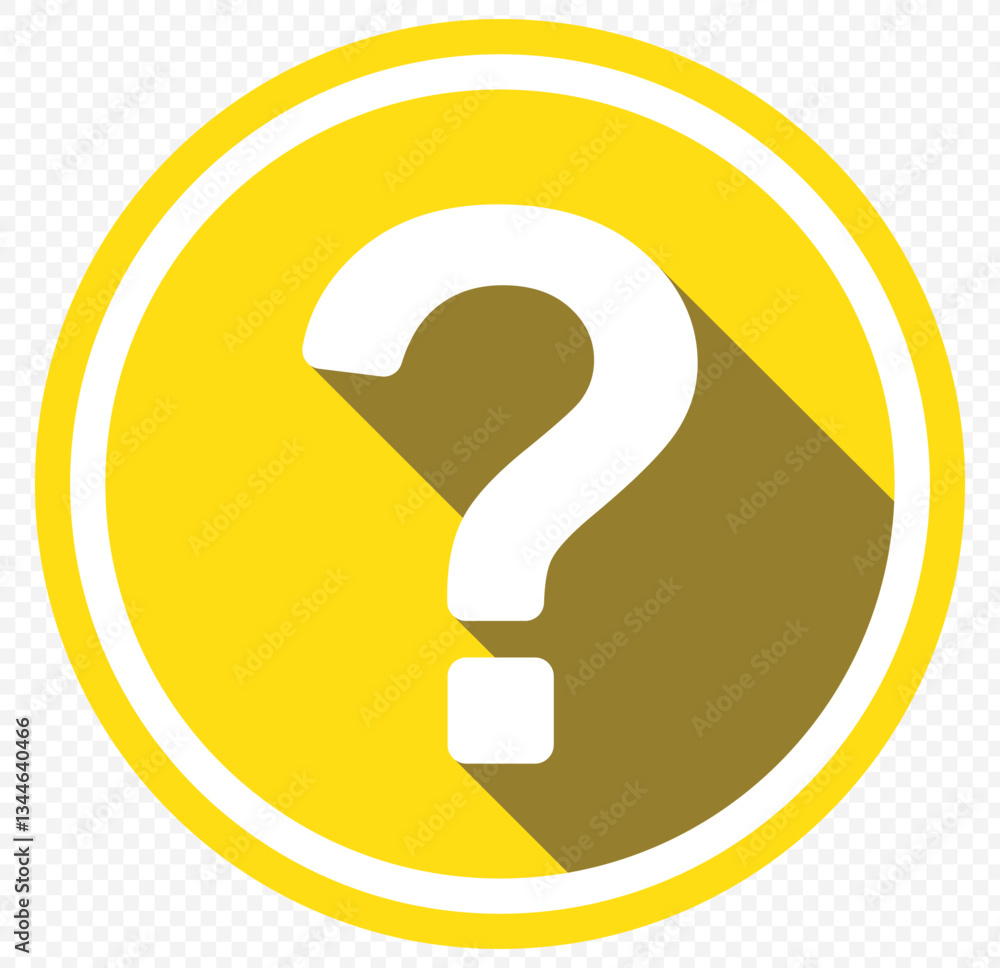 Poster question mark flat design icon with long shadow vector. eps 10.