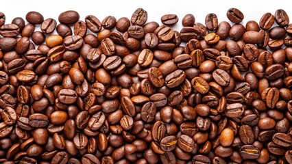 Obraz premium Roasted Coffee Beans on White Background