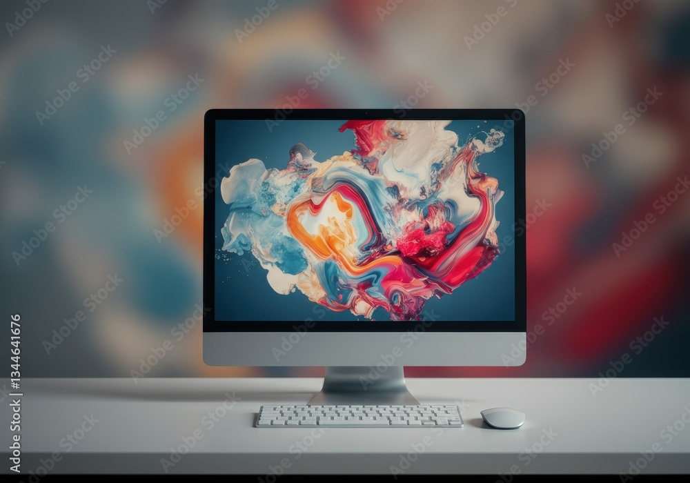Aufkleber colorful abstract design displayed on a modern computer monitor