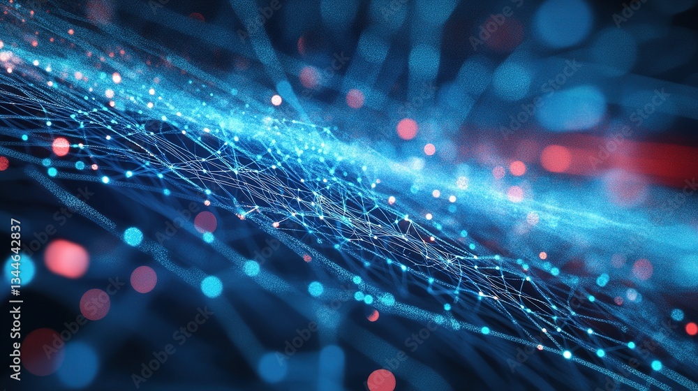 Poster abstract representation of data flow and stream in digital space