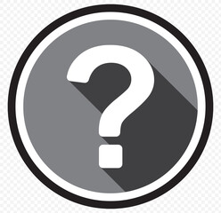 Question mark flat design icon with long shadow vector.  EPS 10.