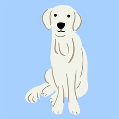 Cute Cream Retriever Puppy Illustration – Hand Drawn Cartoon White Dog