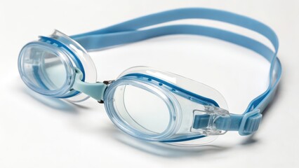Blue Swimming Goggles on White Background