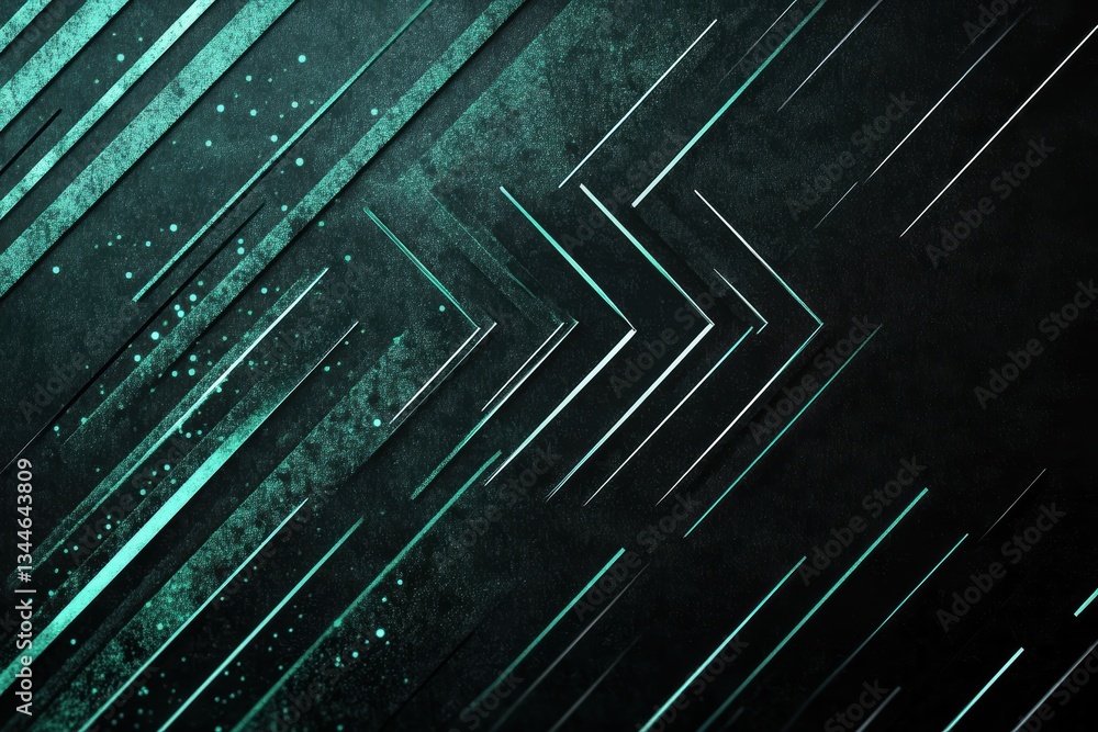 Poster abstract tech background featuring upward arrow design in green and black hues for digital use