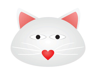White cat face. vector illustration