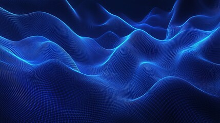 Obraz premium Blue Flowing Digital Lines in a Binary Data Landscape