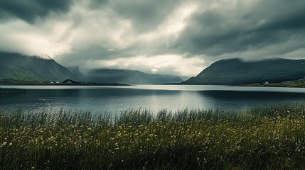 Fototapeta premium Breathtaking Lofoten Island Landscape with Mountains and Lakes