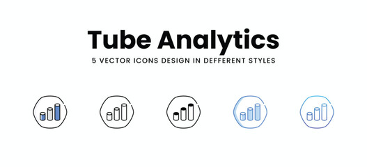 Tube Analytics vector icons set stock illustration