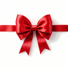 Fototapeta premium Red Satin Ribbon Bow on White Background