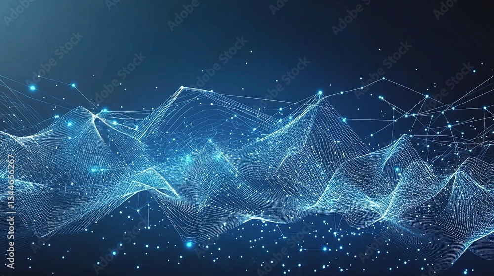 Poster abstract digital data flows in a conceptual virtual world