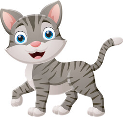 Happy cat cartoon isolated on white background