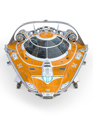 super sport space ship landed in white background on cool front view