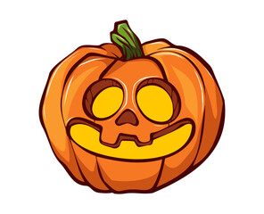 Carved Halloween Pumpkin with Skull Face Lantern Style