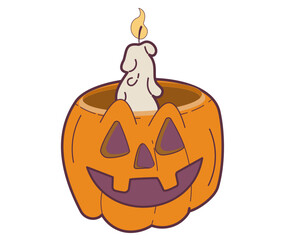  Illustration of a Pumpkin Candle Celebrating Halloween
