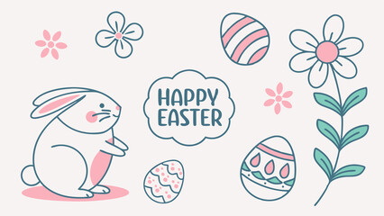 A simple easter themed illustration featuring a bunny eggs and floral elements. Perfect for Spring Invitations, Holiday Branding, and Creative Event Projects