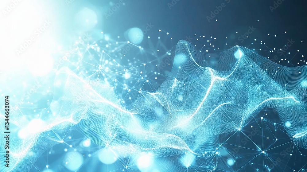 Poster abstract tech innovation background with light and soft waves