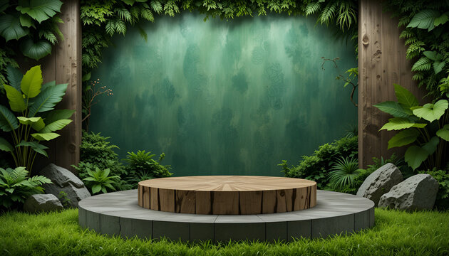 Shamrocks sit on a green wooden table, a symbol of St. Patrick's Day. A banner with a corner border of shamrocks has a textured pattern
