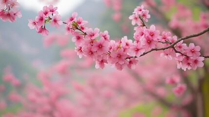 Delicate pink cherry blossoms in spring