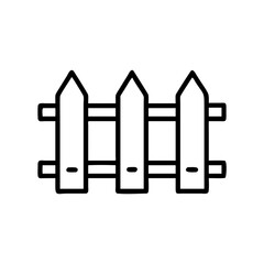 classic wooden fence icon black line vector, Simple outline Design vector icon with white background.