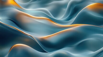 Fototapeta premium Abstract teal and gold flowing waves, smooth, elegant, luxurious texture background.