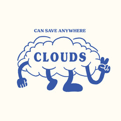 cute cloud retro cartoon character illustration