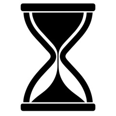 hourglass black silhouette vector, Simple silhouette Design vector icon with white background.