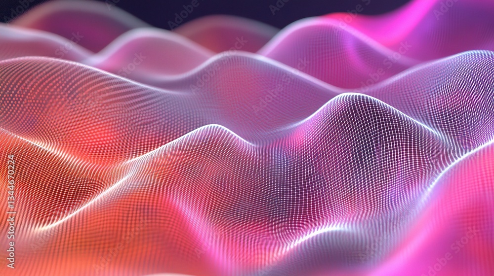 Poster digital abstract background with waves and grid pattern