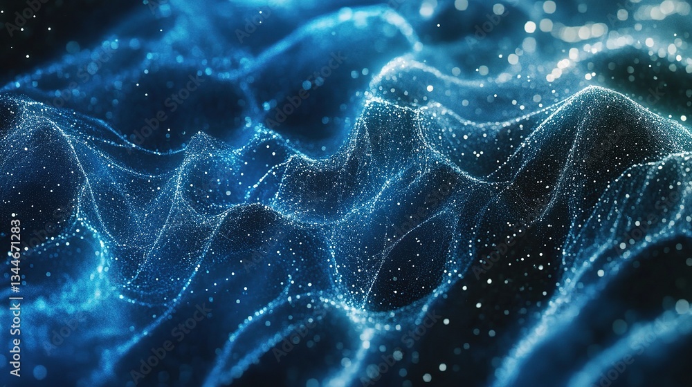 Poster abstract lines and particles in motion with mesh patterns