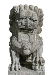 old lion statue isolated on transparent background, png