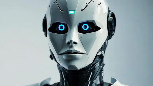 Futuristic humanoid robot or artificial intelligence on light background