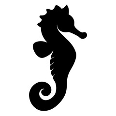 seahorse black silhouette vector, Simple silhouette Design vector icon with white background.