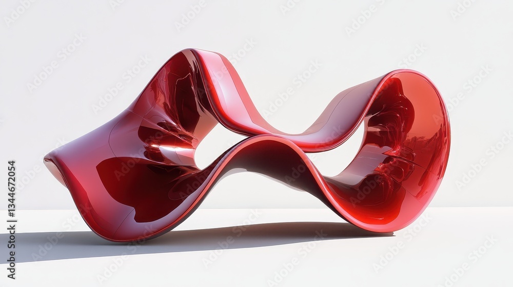 Poster a shiny red sculptural object with fluid and organic forms