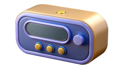 Fototapeta premium Retro Radio Design, 3D Render, Isolated on White