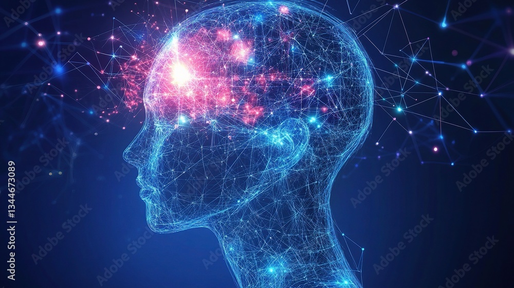 Poster deep learning and artificial intelligence concept in digital network