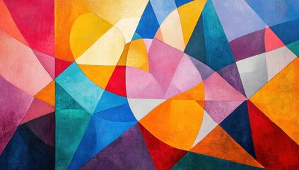 Abstract interplay of vibrant geometric shapes and colors