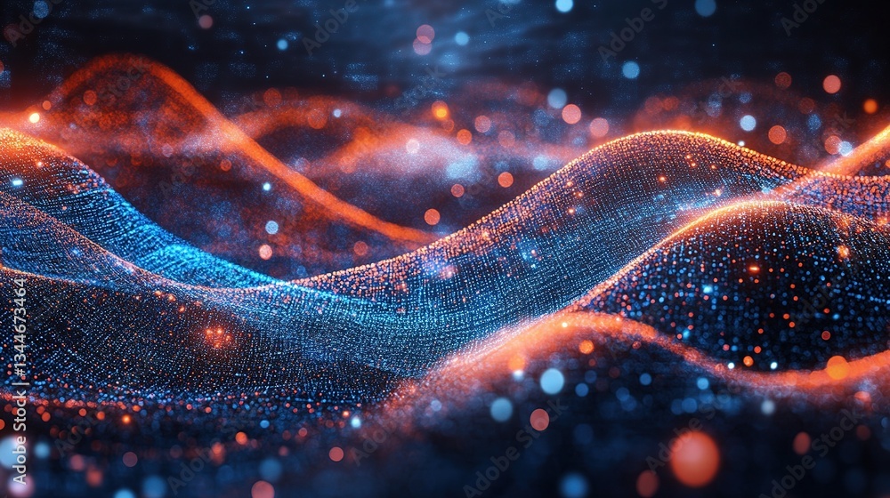 Poster abstract wave patterns with light effects in technology background