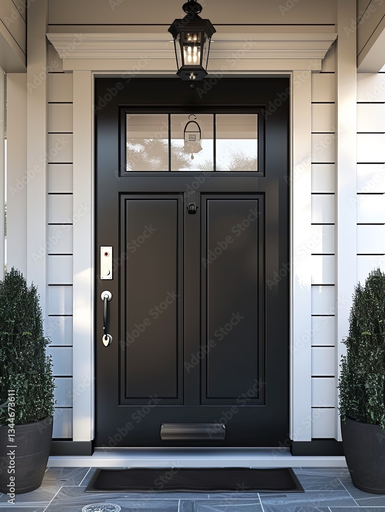 Fototapete smart lock and video doorbell integrated in modern entryway with stylish design and secure features 