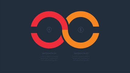 Creative concept for infographic with 2 steps, options, parts or processes. Business data visualization.