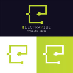 E letter logo electravibe design professional modern creative with minimalist