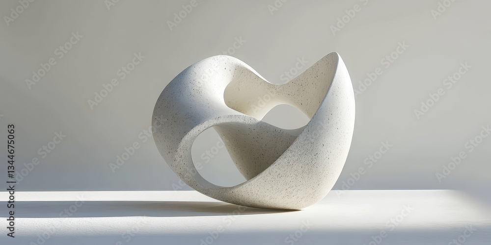 Poster modern abstract stone sculpture displayed with subtle shadowing on surface