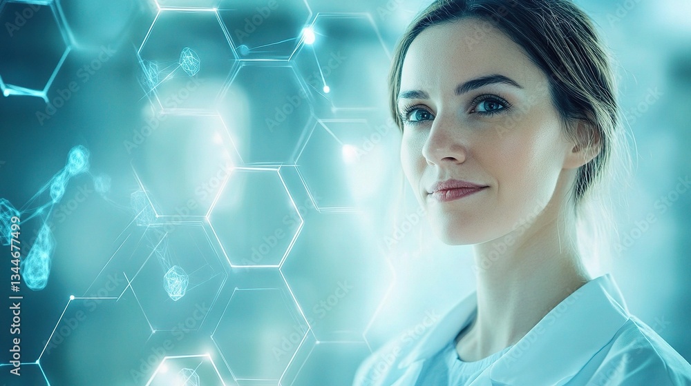 Poster digital abstract hexagon pattern in medical science background