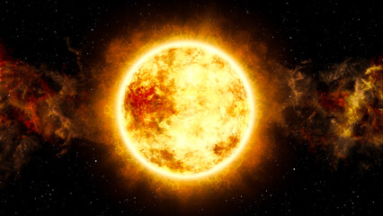 Sun surface with outer atmosphere and magnetic fields