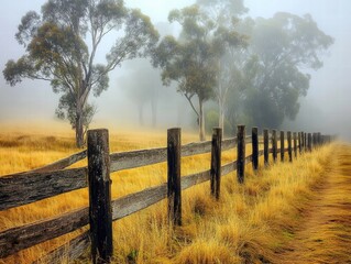 Obraz premium rural landscape with fence