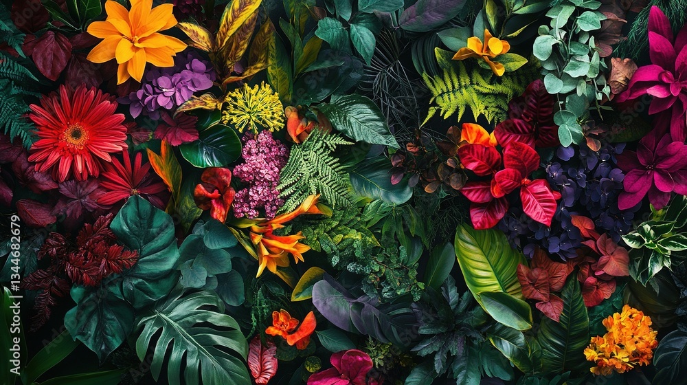 Poster vibrant and colorful botanical collection for background use