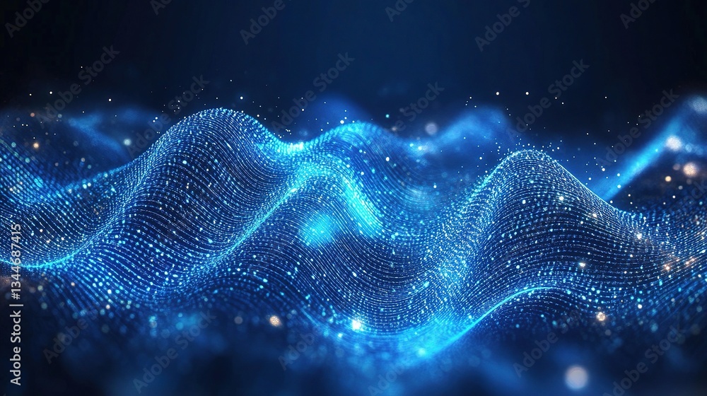 Poster abstract quantum computing concept with blue circuit design background