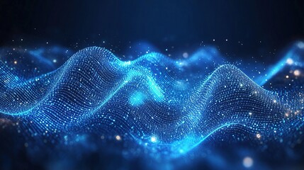 Naklejka premium Abstract Quantum Computing Concept with Blue Circuit Design Background