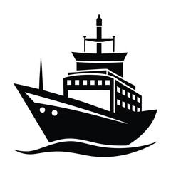Obraz premium Detailed Cargo Ship Silhouette Vector Illustration