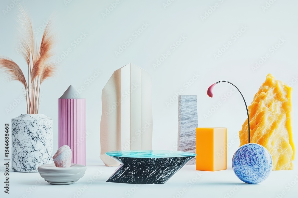 Poster an artful composition of abstract shapes and textured elements
